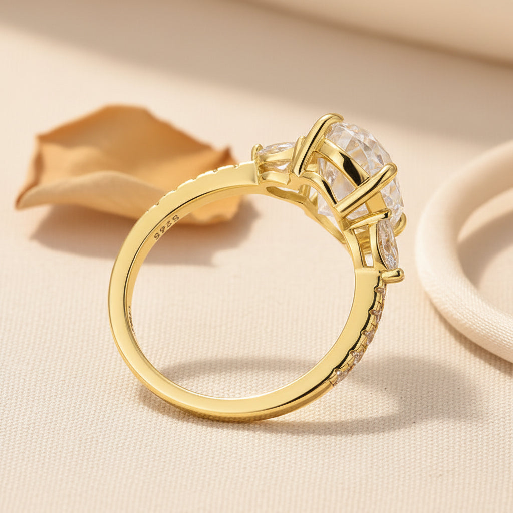 Aurevyn 4.0 Ct Oval and Angled Marquise Five Stone Engagement Ring