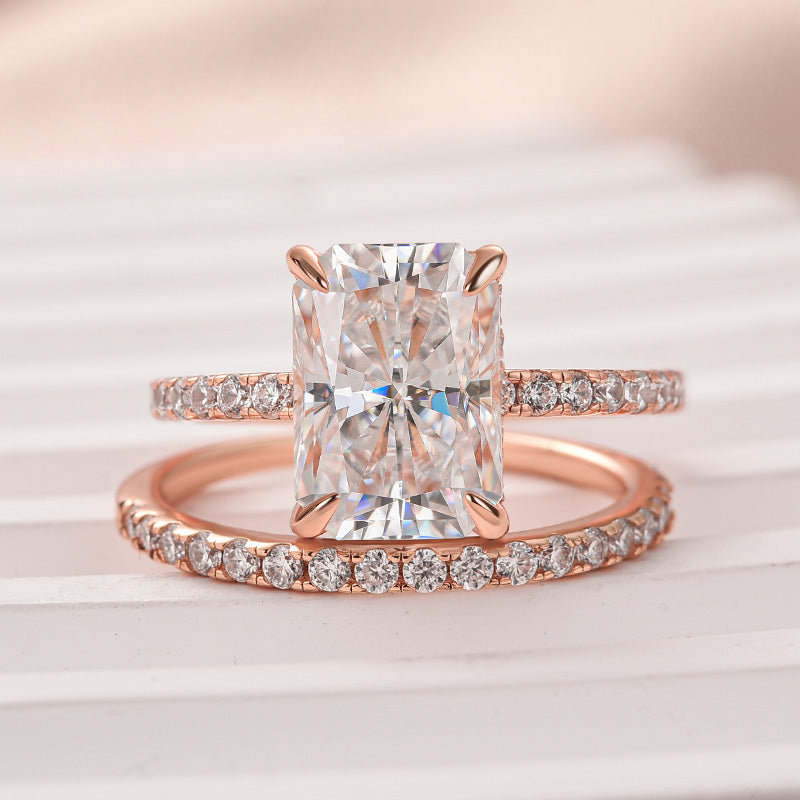 Aurevyn 3.5 Ct Radiant Cut Rose Gold Wedding Ring For Women