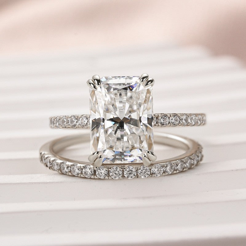 Aurevyn 4.5 Ct Radiant Cut White Gold Wedding Ring For Women