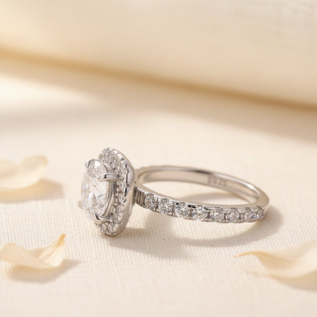 Aurevyn 2.0 Ct Halo Round Cut White Gold Promise Ring
