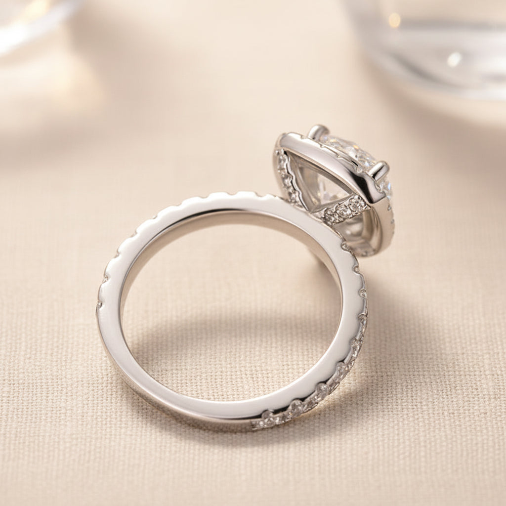 Aurevyn 2.0 Ct Halo Round Cut White Gold Promise Ring
