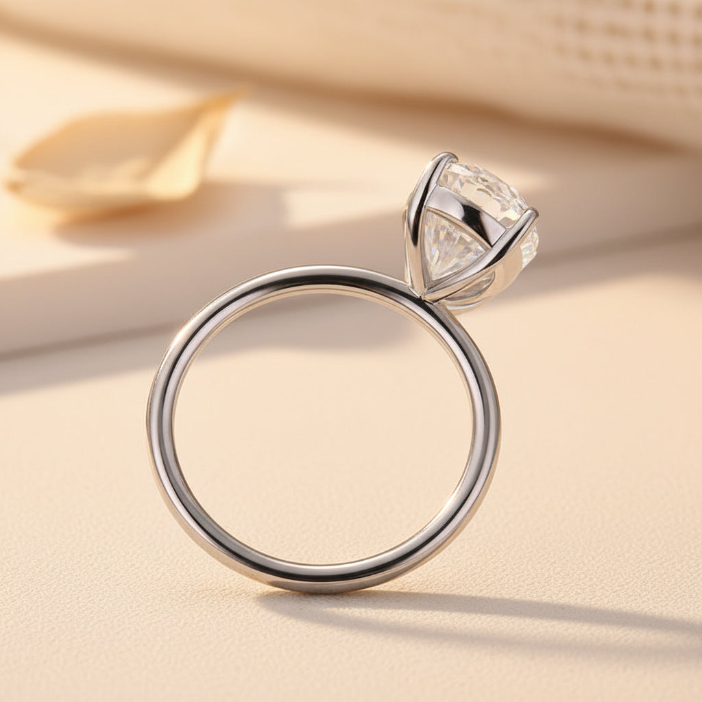 Aurevyn S925 Solitaire 4.0Ct Pear Cut White Gold Engagement Ring For Women