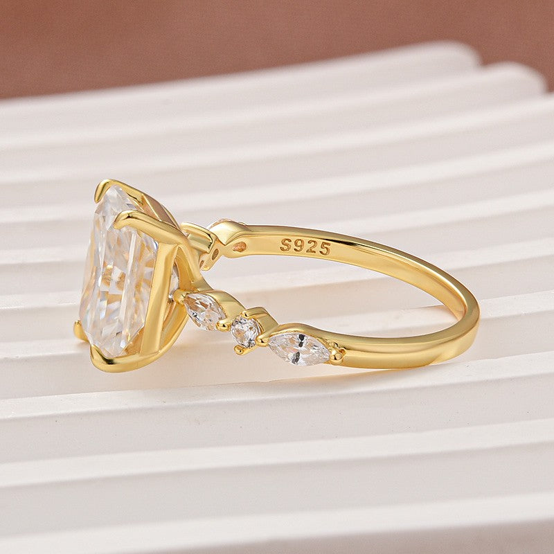Aurevyn Moissanite 3.5 Ct Radiant Cut Yellow Gold Travel Ring For Women