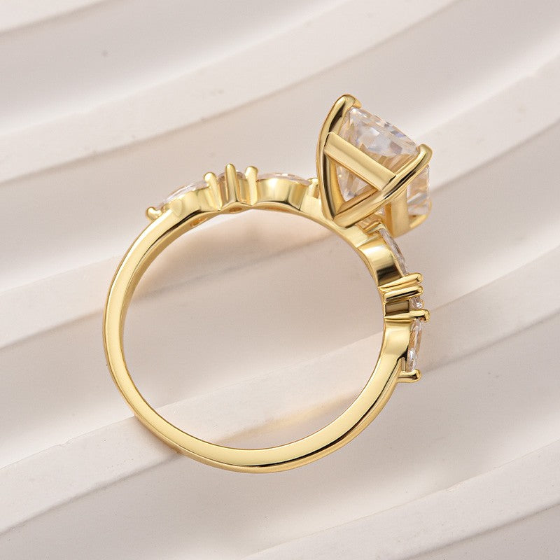 Aurevyn Moissanite 3.5 Ct Radiant Cut Yellow Gold Travel Ring For Women