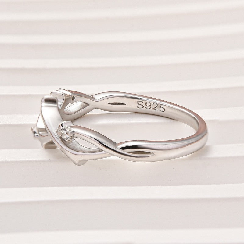 Aurevyn Moissanite Twig Round Cut White Gold Travel Ring In Sterling Silver