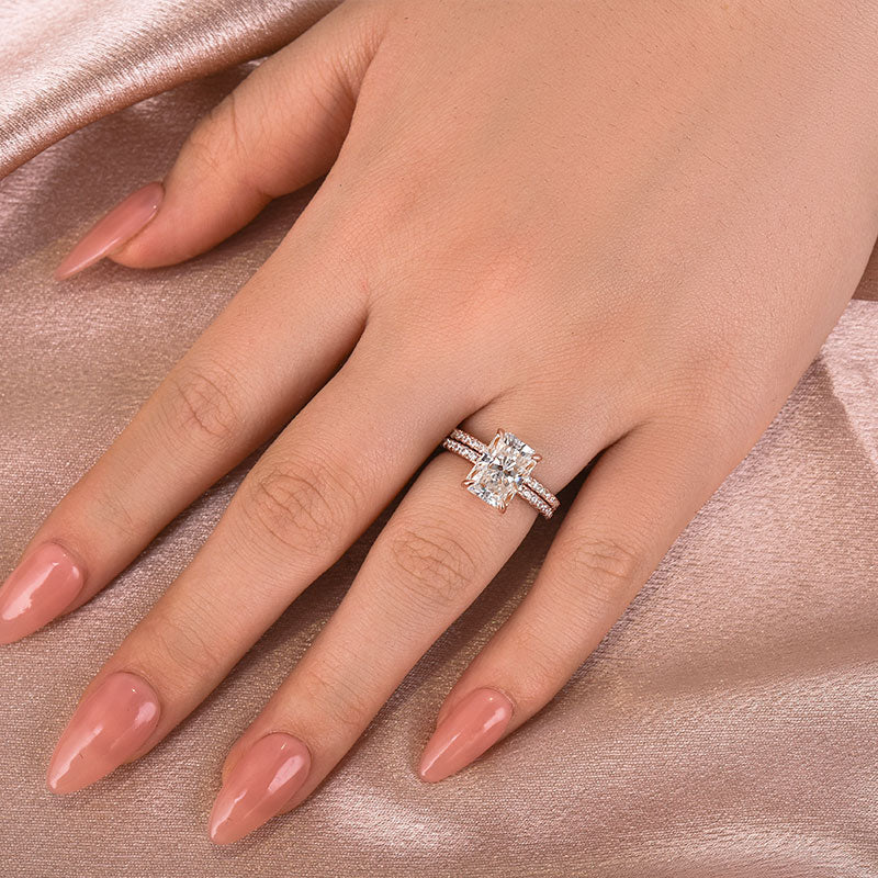 Aurevyn 3.5 Ct Radiant Cut Rose Gold Wedding Ring For Women