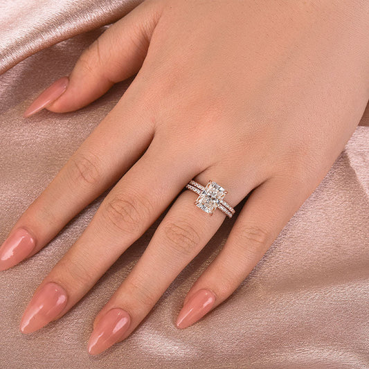 Aurevyn 3.5 Ct Radiant Cut Rose Gold Wedding Ring For Women