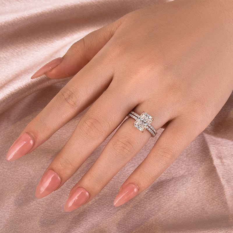 Aurevyn 3.5 Ct Radiant Cut Rose Gold Wedding Ring For Women
