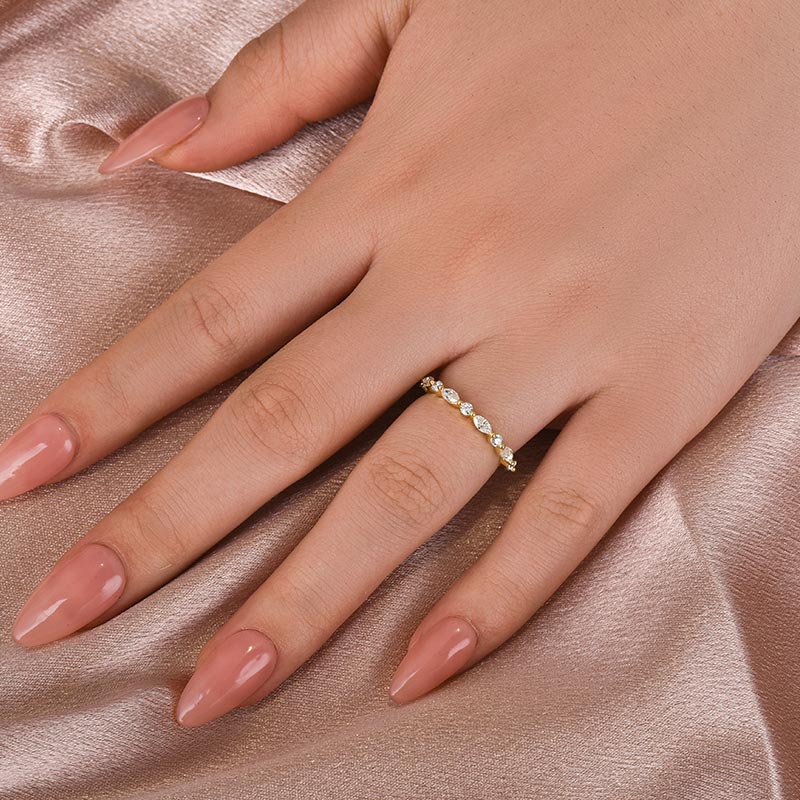 Aurevyn 0.55 Ct Marquise-Round Yellow Gold Wedding Band