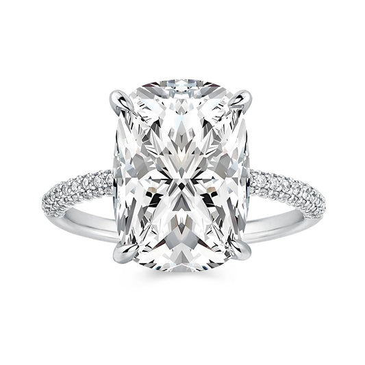Aurevyn Moissanite 4.0Ct Cushion Cut White Gold Engagement Ring