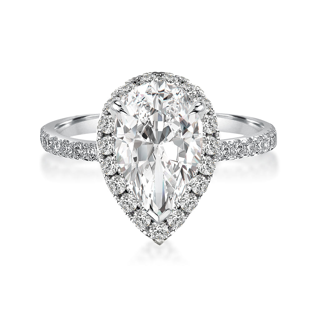 Aurevyn 2.5 Ct Pear Cut Halo Engagement Ring For Women