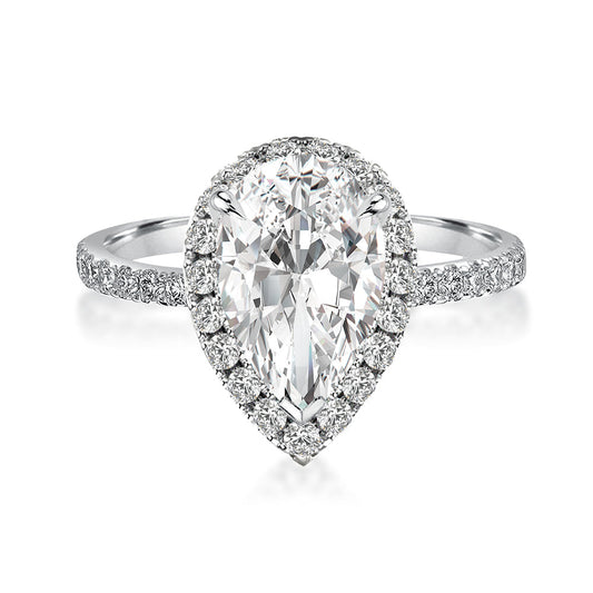 Aurevyn 2.5 Ct Pear Cut Halo Engagement Ring For Women