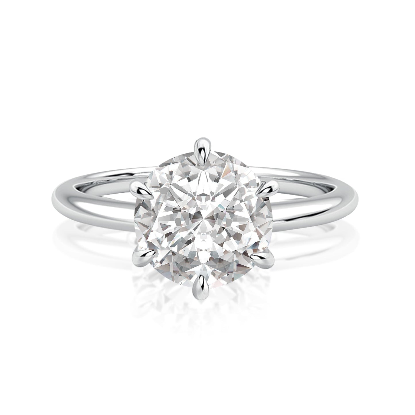 Aurevyn 2.0 Ct ~ 4.0 Ct Round Cut 6 Prong Engagement Ring For Women