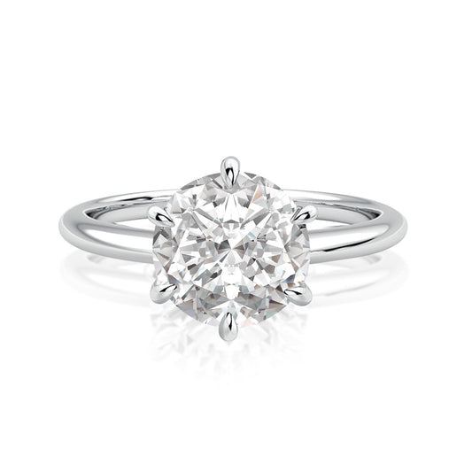 Aurevyn 2.0 Ct ~ 4.0 Ct Round Cut 6 Prong Engagement Ring For Women