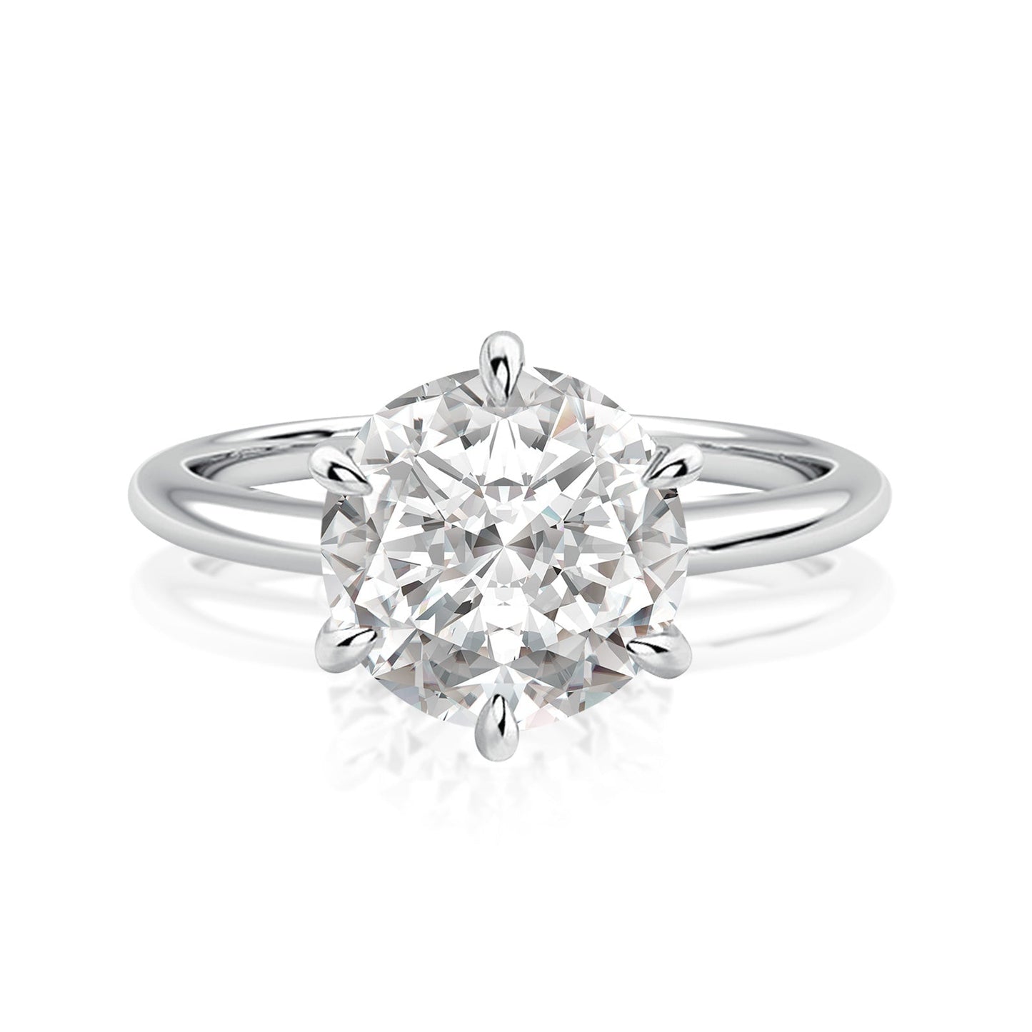 Aurevyn 3.0 Ct Round Cut 6 Prong Engagement Ring For Women