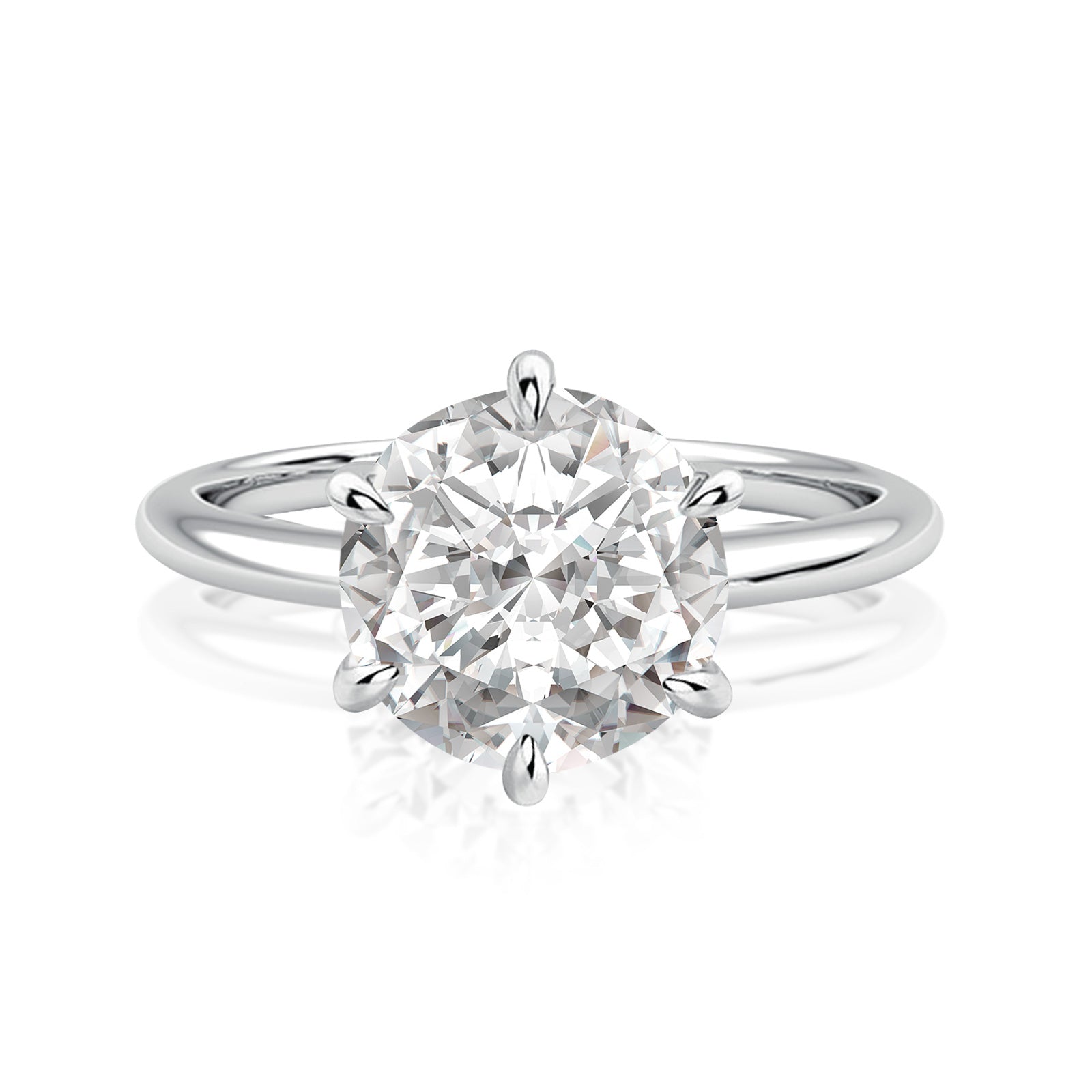 Aurevyn 3.0 Ct Round Cut 6 Prong Engagement Ring For Women