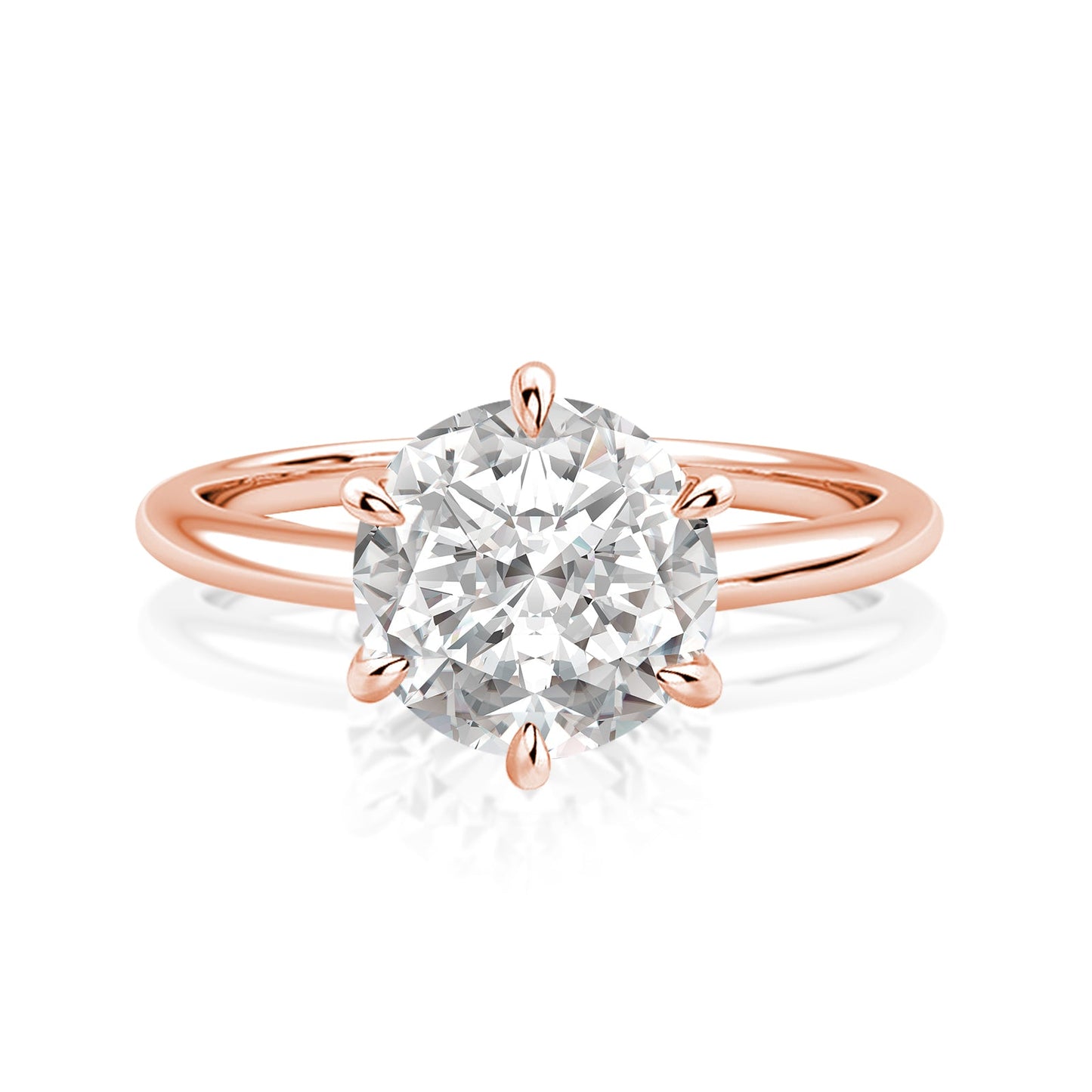 Aurevyn 2.0 Ct Round Cut 6 Prong Rose Gold Engagement Ring