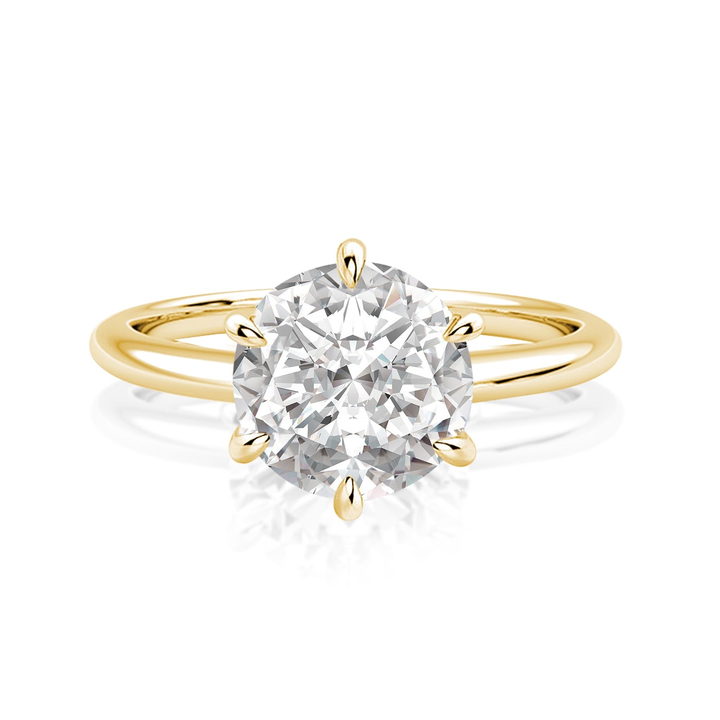 Aurevyn 2.0 Ct Round Cut 6 Prong Yellow Gold Engagement Ring