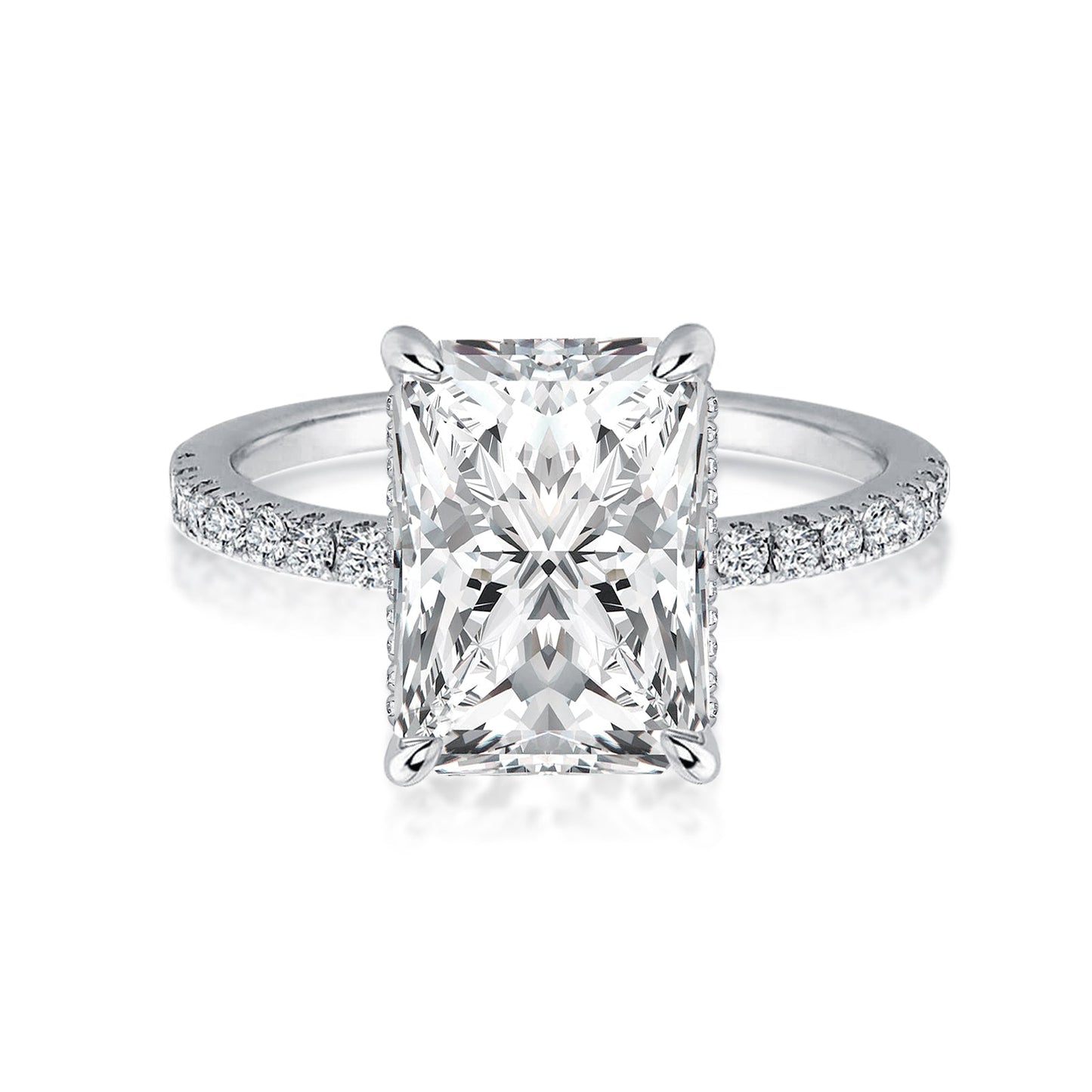 Aurevyn 1.0 Ct~3.5 Ct Radiant Cut White Gold Engagement Ring For Women