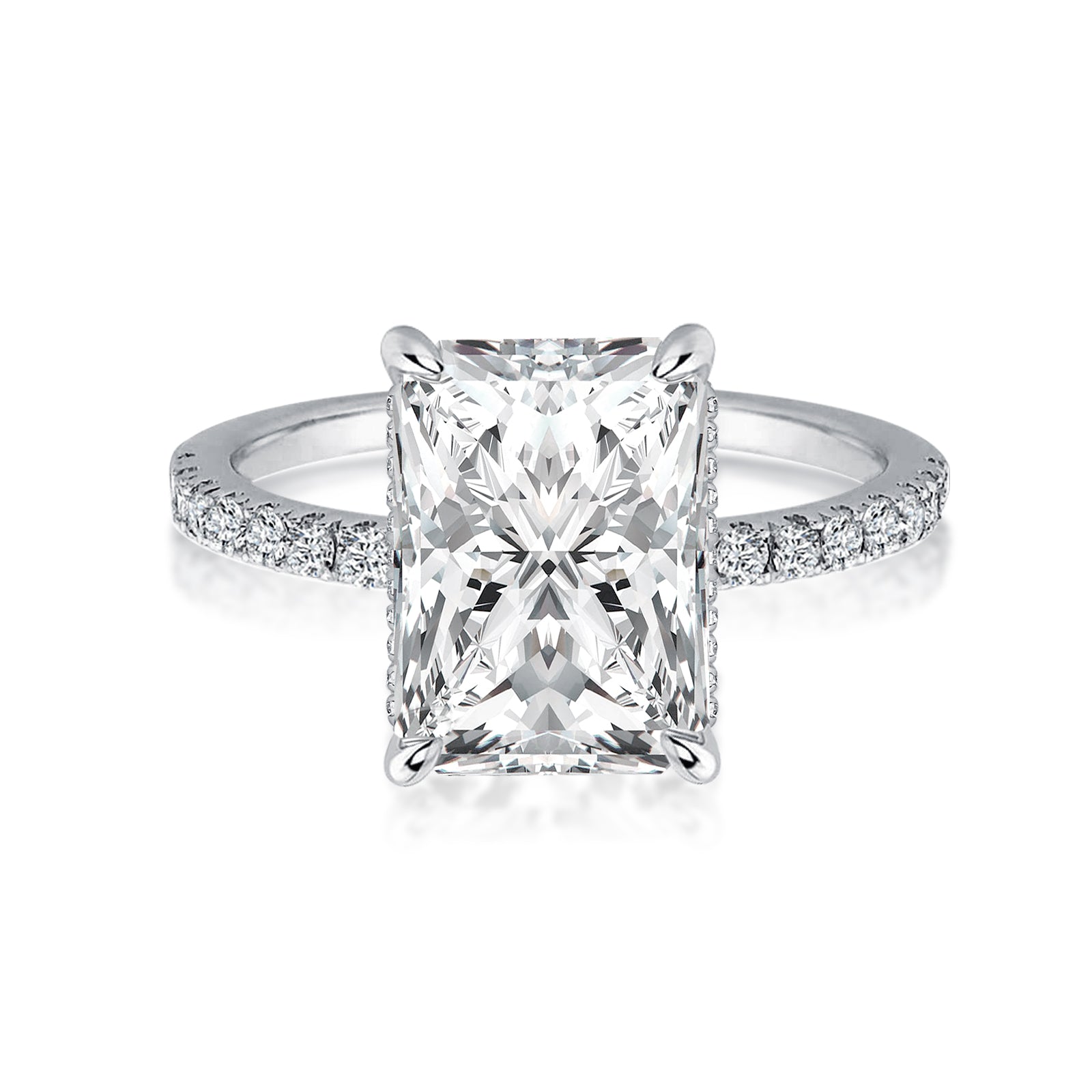 Aurevyn 1.0 Ct~3.5 Ct Radiant Cut White Gold Engagement Ring For Women
