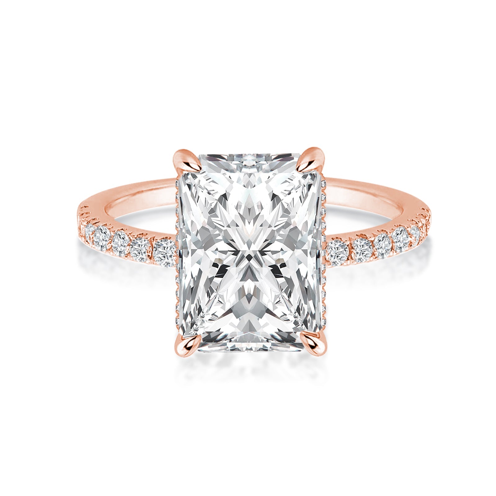 Aurevyn 2.0 Ct～3.5 Ct Radiant Cut Rose Gold Engagement Ring For Women