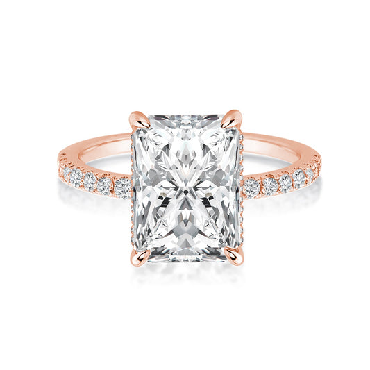 Aurevyn 2.0 Ct～3.5 Ct Radiant Cut Rose Gold Engagement Ring For Women