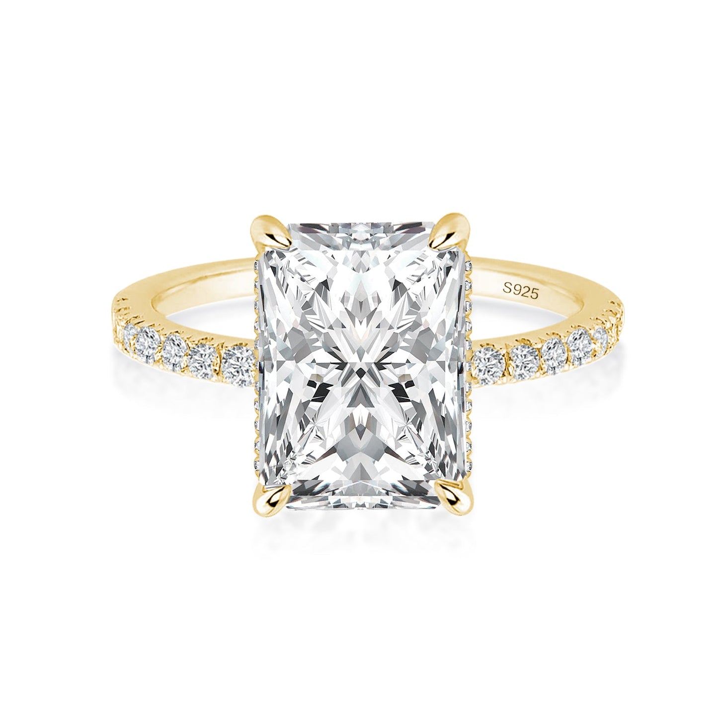 Aurevyn 2.0 Ct~3.5 Ct Radiant Cut Yellow Gold Engagement Ring For Women