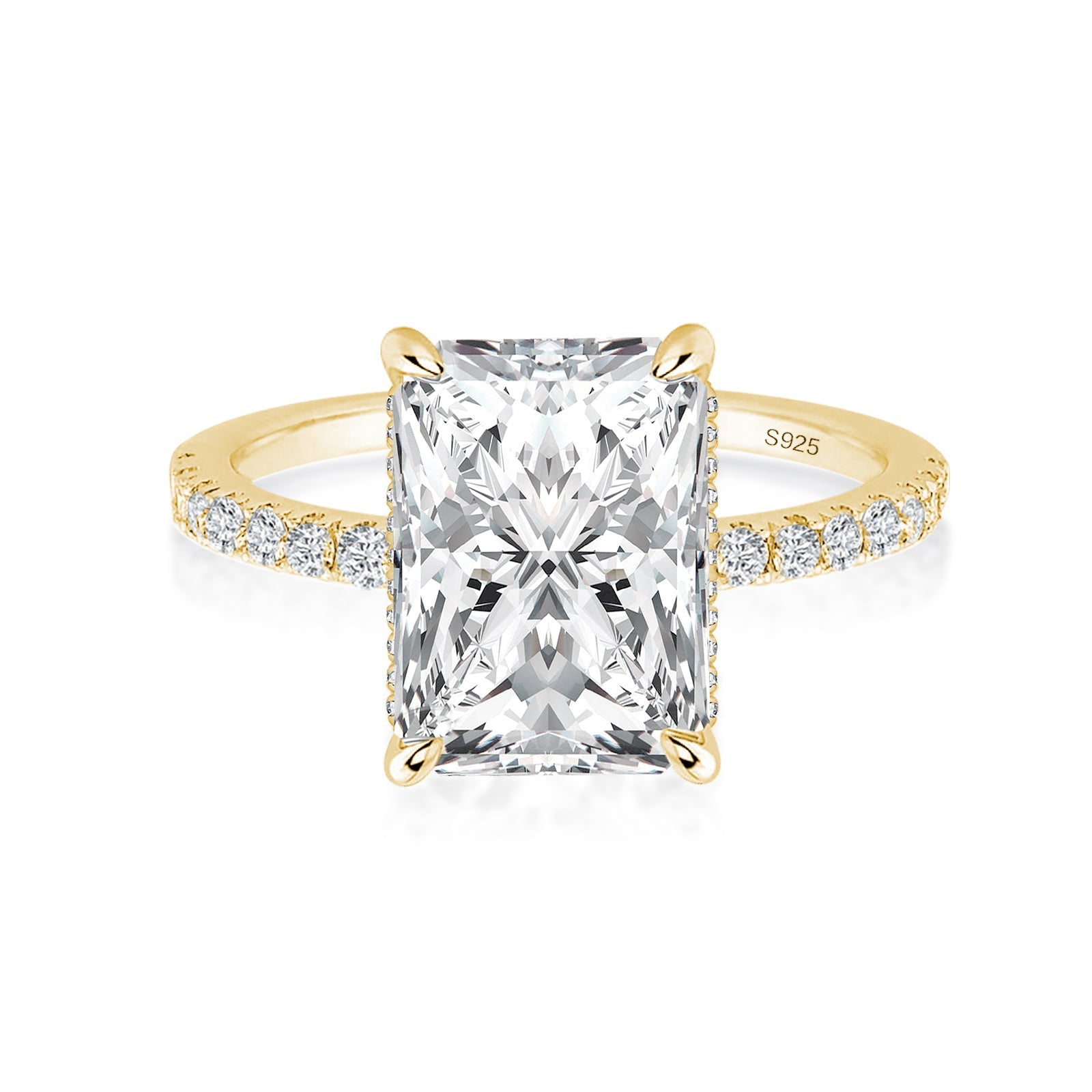Aurevyn 2.0 Ct~3.5 Ct Radiant Cut Yellow Gold Engagement Ring For Women