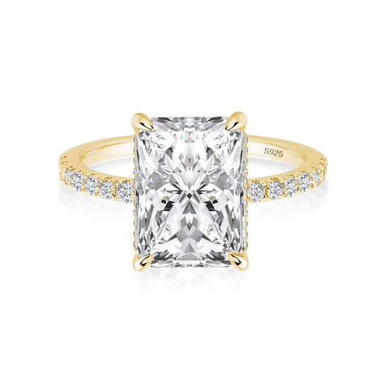 Aurevyn 2.0 Ct~3.5 Ct Radiant Cut Yellow Gold Engagement Ring For Women