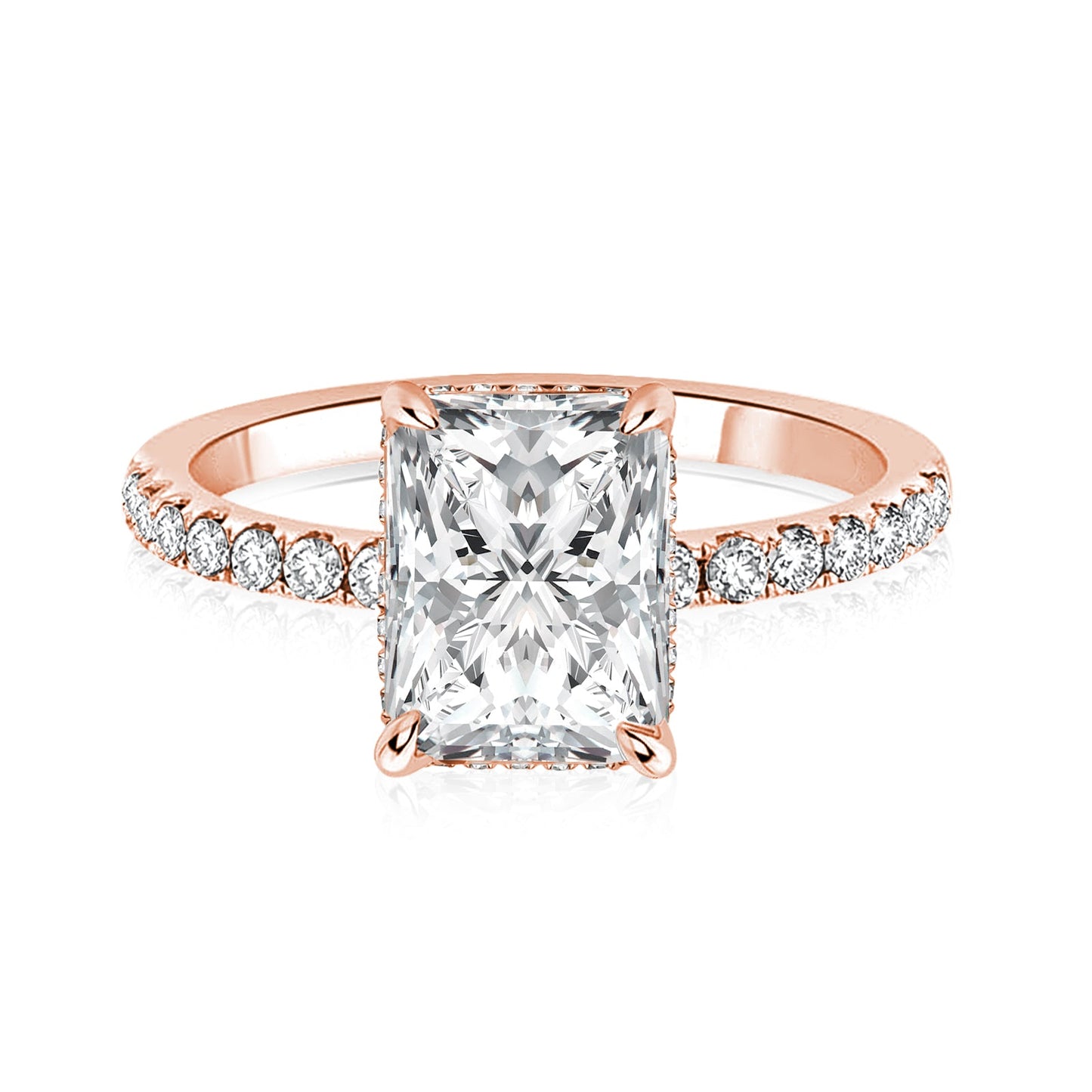 Aurevyn 2.0 Ct Radiant Cut Rose Gold Engagement Ring