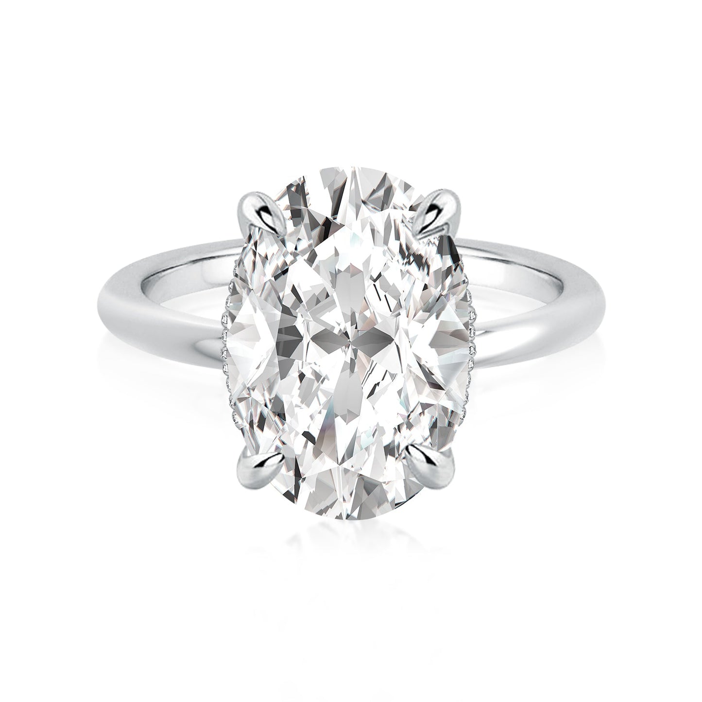 Aurevyn Moissanite Solitaire 5.50 Ct Oval Cut White Gold Promise Ring For Women
