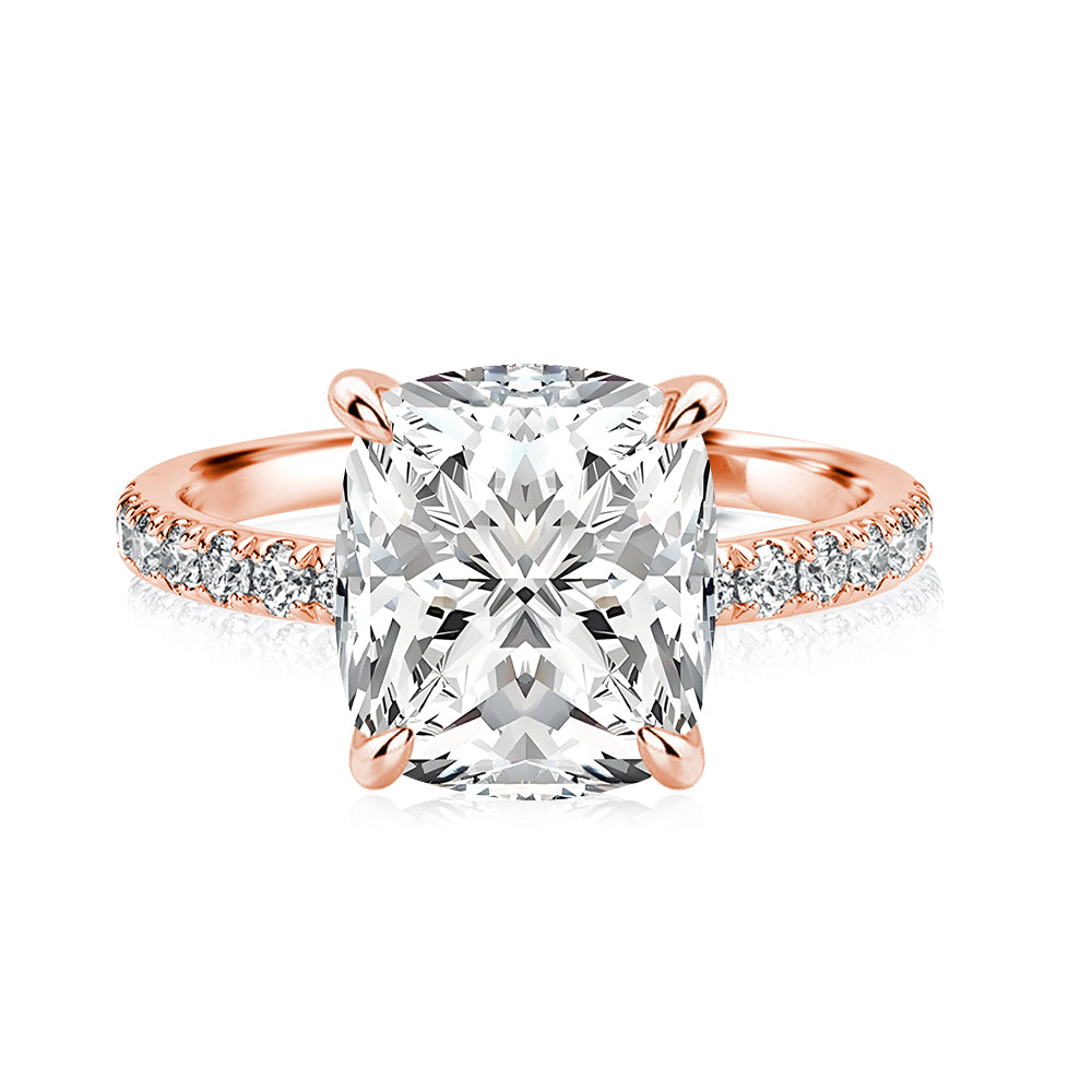 Aurevyn 3.0 Ct Cushion Cut Rose Gold Engagement Ring For Women