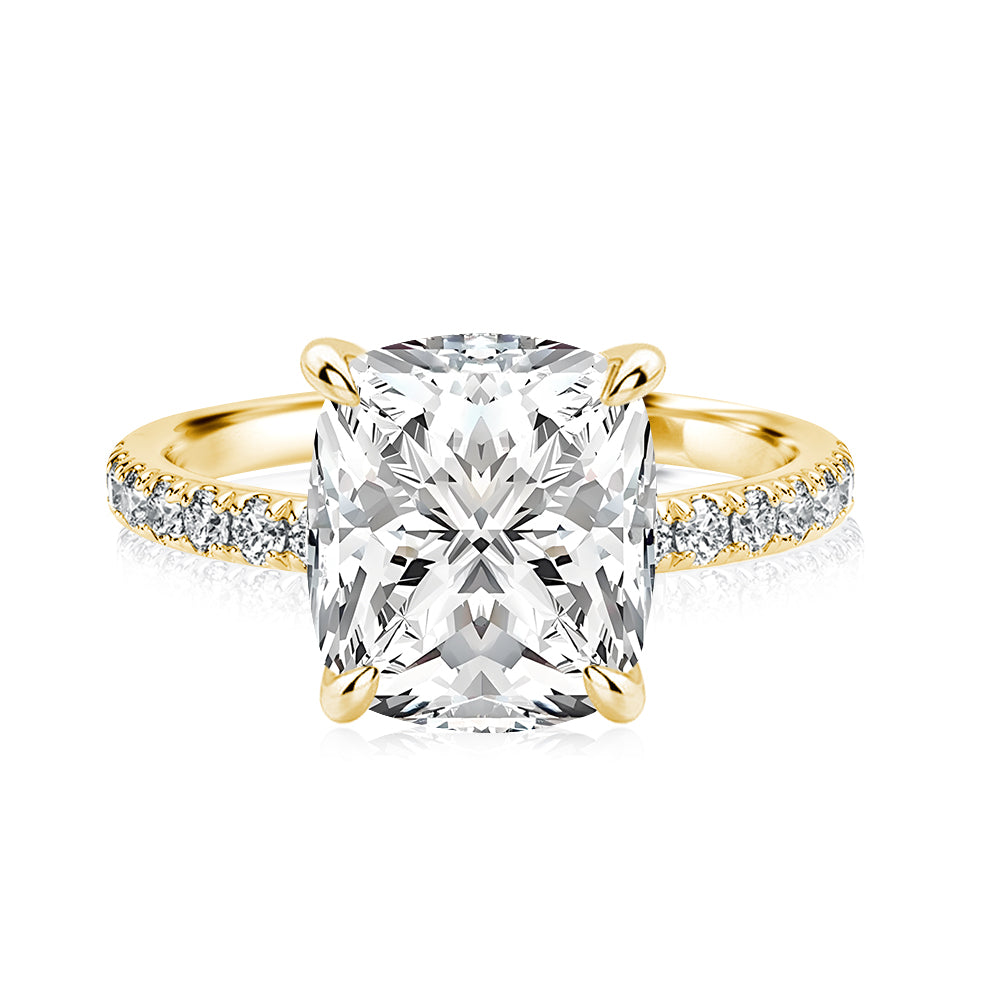 Aurevyn 3.0 Ct Cushion Cut Yellow Gold Engagement Ring For Women