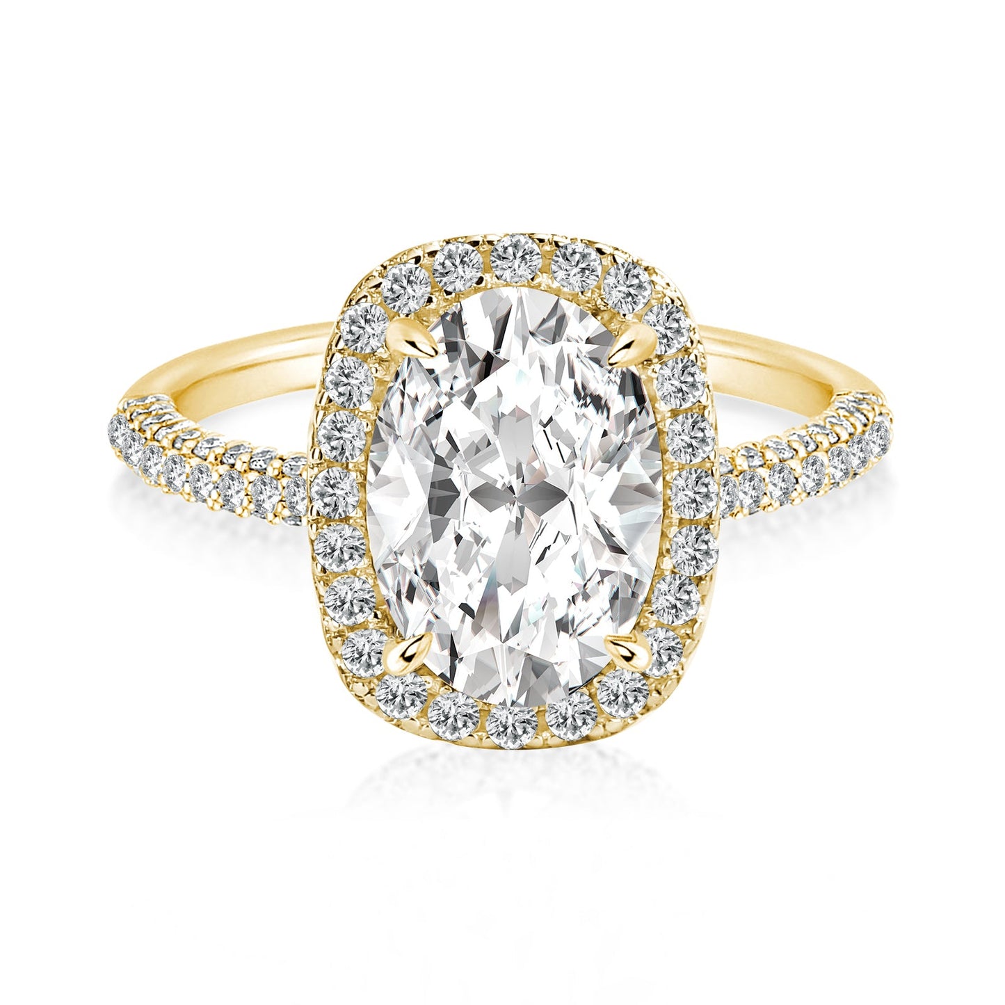 Aurevyn 2.5 Ct Halo Oval Cut Yellow Gold Promise Ring
