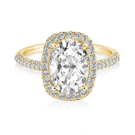 Aurevyn 2.5 Ct Halo Oval Cut Yellow Gold Promise Ring