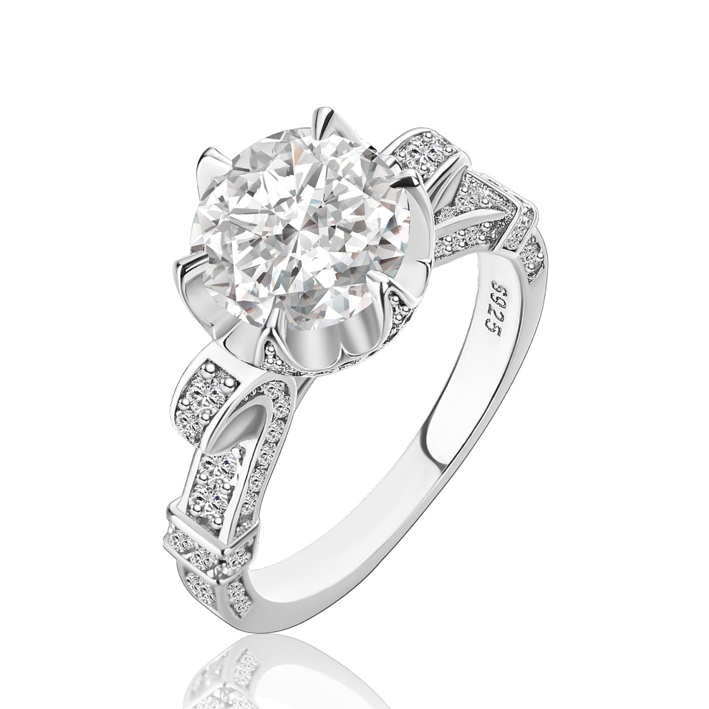 Aurevyn 2.0Ct  Round Cut Twist White Gold Promise Bridal Ring
