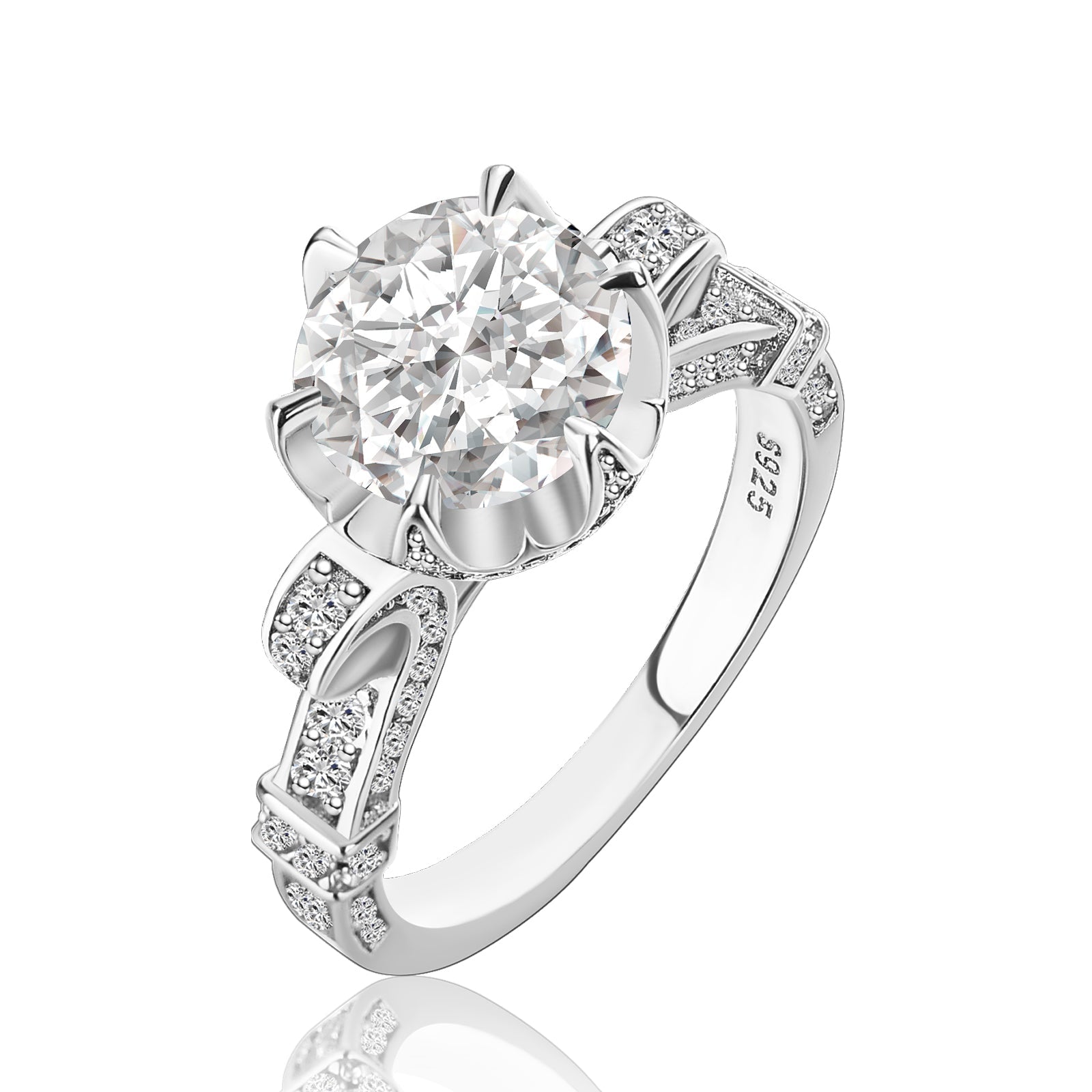 Aurevyn 2.0Ct  Round Cut Twist White Gold Promise Bridal Ring