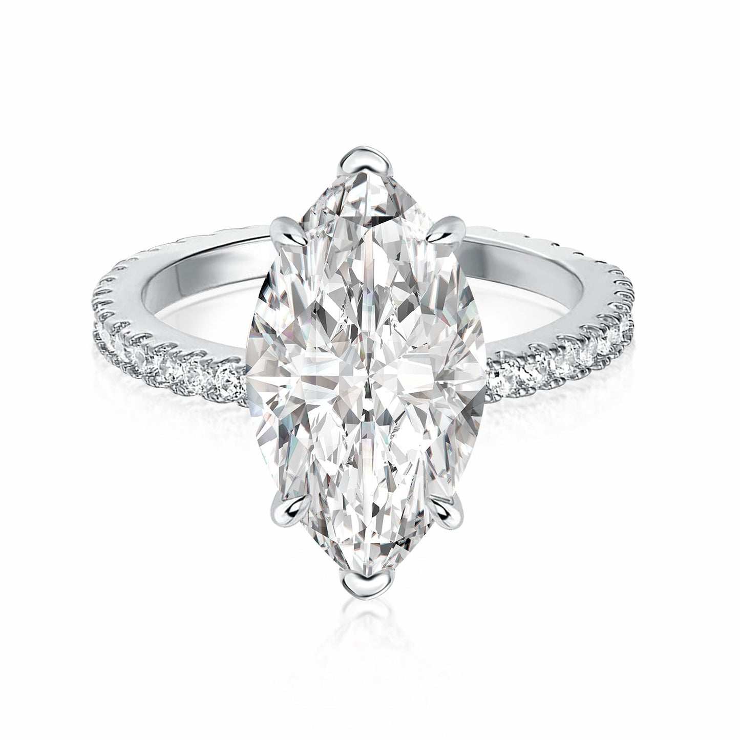 Aurevyn 1.0Ct～4.0 Ct Marquise Cut White Gold Half-Coverage Engagement Ring