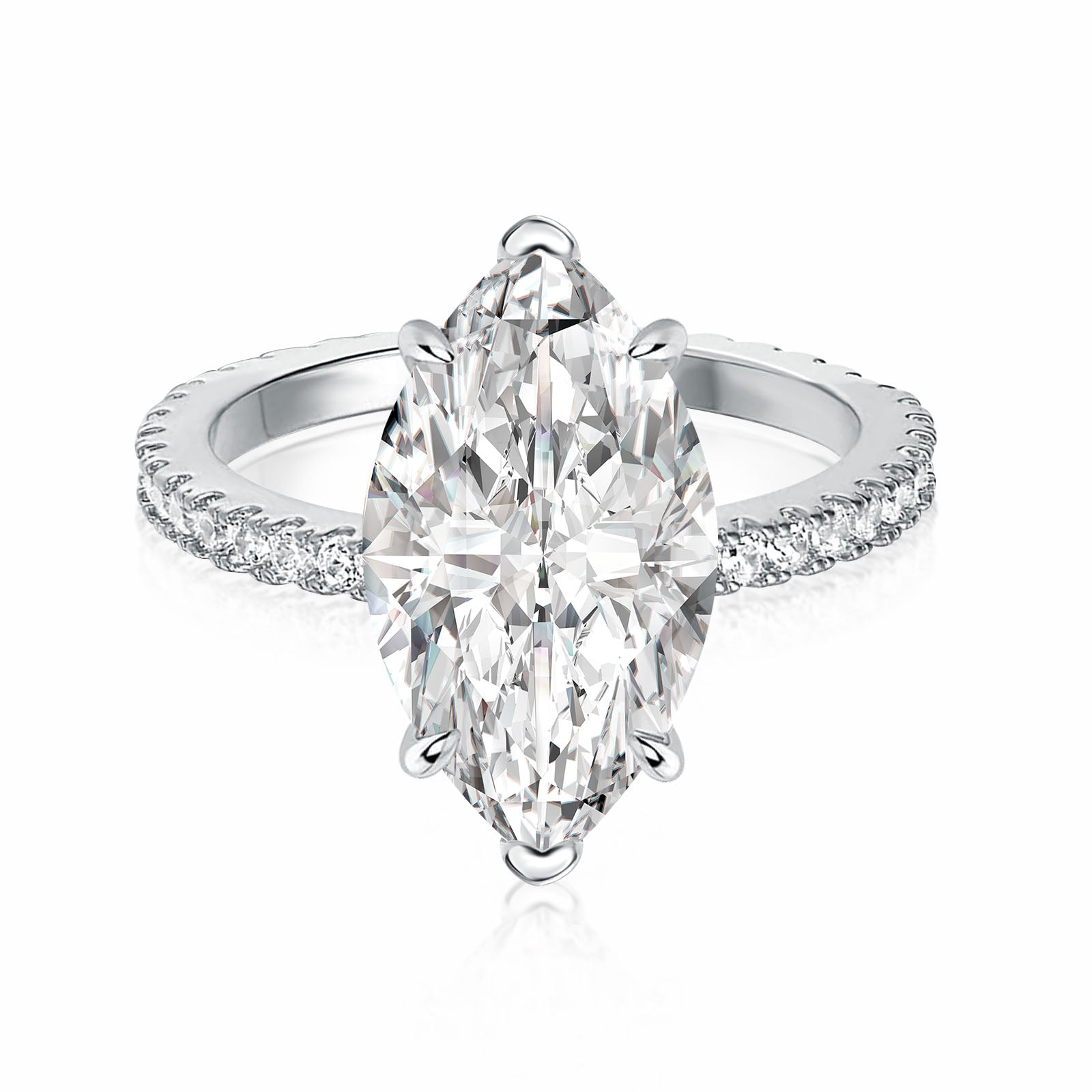 Aurevyn 1.0Ct～4.0 Ct Marquise Cut White Gold Half-Coverage Engagement Ring