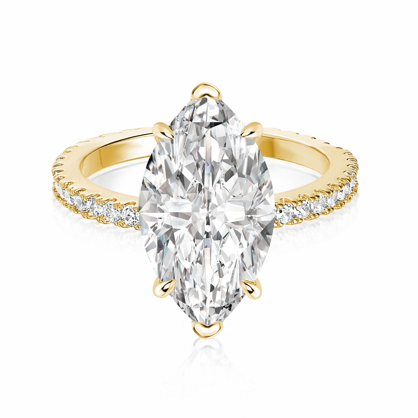 Aurevyn 4.0 Ct Marquise Cut Yellow Gold Half-Coverage Engagement Ring
