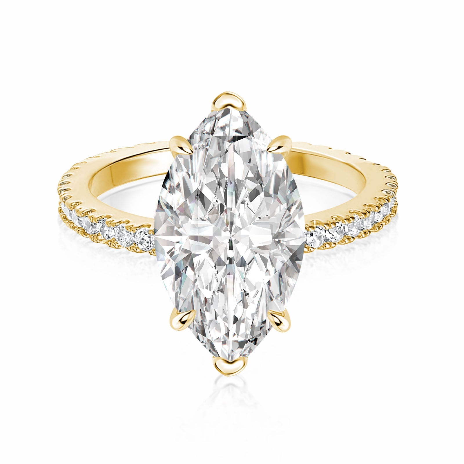 Aurevyn 4.0 Ct Marquise Cut Yellow Gold Half-Coverage Engagement Ring