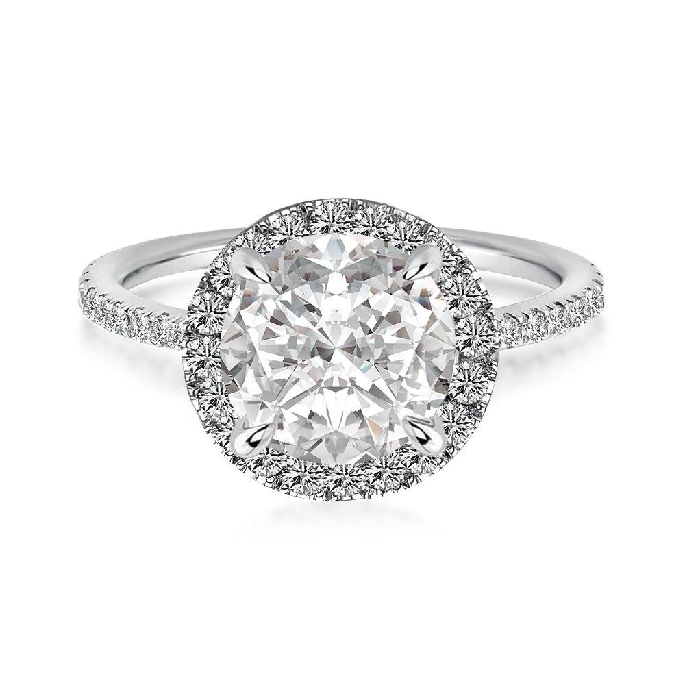 Aurevyn 2.0 Ct Halo Round Cut White Gold Engagement Ring
