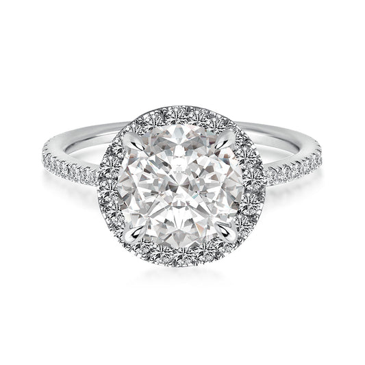Aurevyn 2.0 Ct Halo Round Cut White Gold Engagement Ring