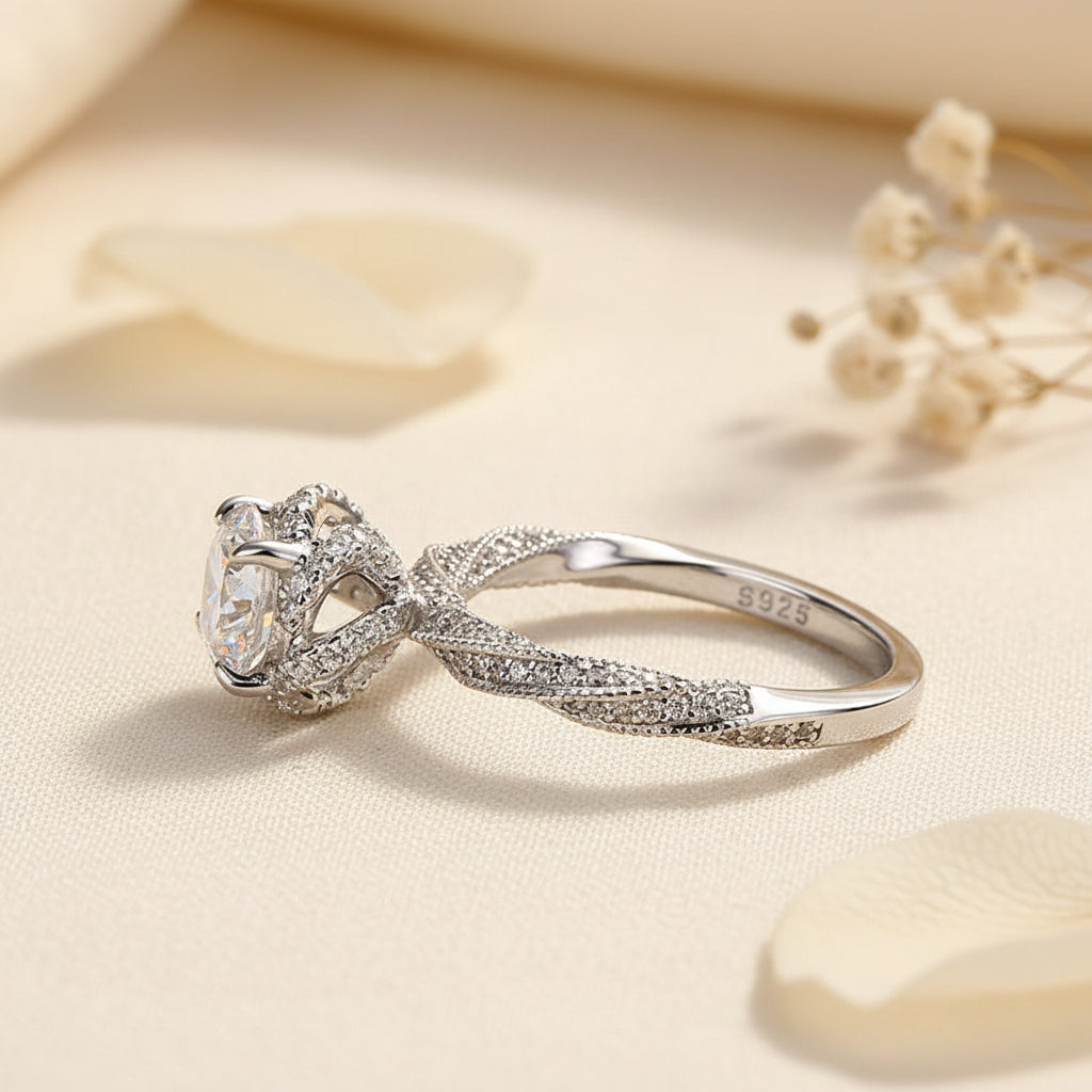 Aurevyn 1.0 Ct Flower Design Promise Ring For Women
