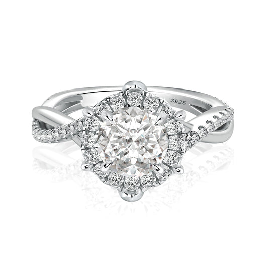 Aurevyn 1.0 Ct Twist Flower Design Promise Bridal Ring