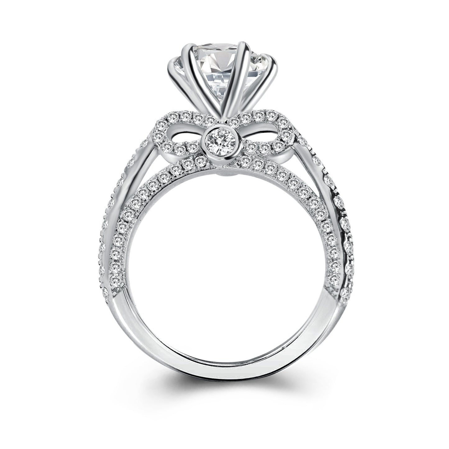 Aurevyn 2.0 Ct Bow Base Design White Gold Promise Bridal Ring
