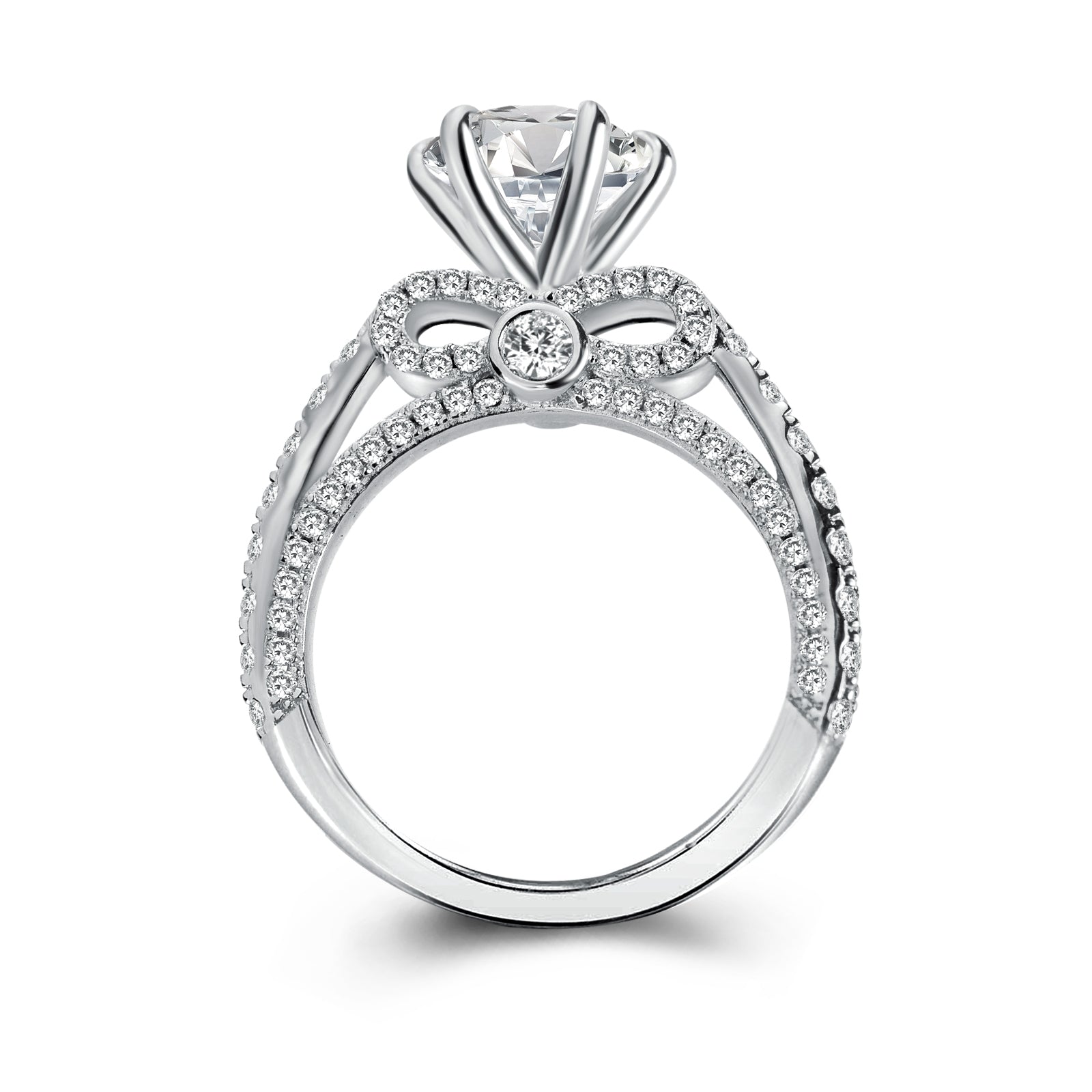 Aurevyn 2.0 Ct Bow Base Design White Gold Promise Bridal Ring