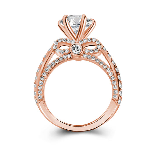 Aurevyn 2.0 Ct Bow Base Design Rose Gold Promise Bridal Ring
