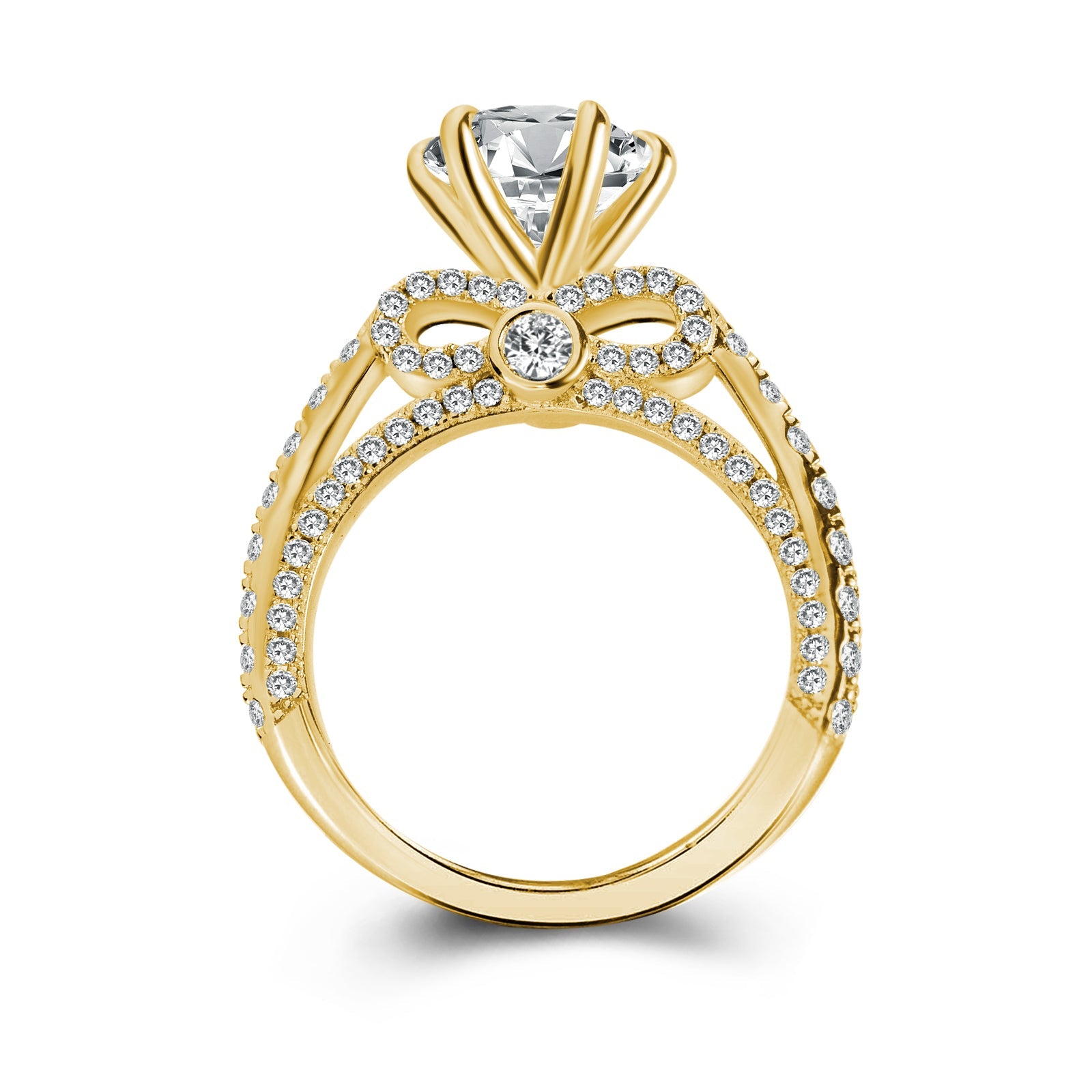 Aurevyn 2.0 Ct Bow Base Design Yellow Gold Promise Bridal Ring