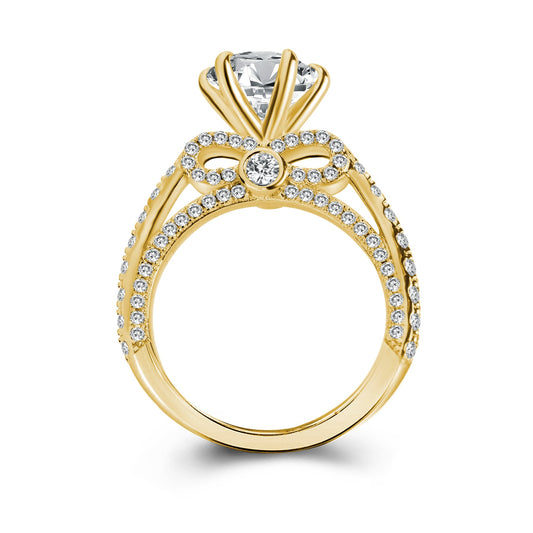 Aurevyn 2.0 Ct Bow Base Design Yellow Gold Promise Bridal Ring